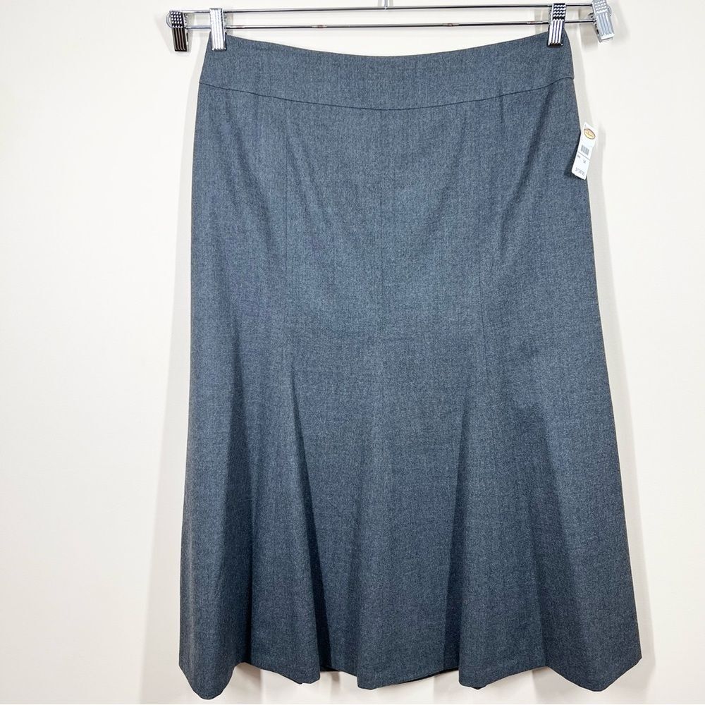 NWT Talbots Wool Grey Modest Midi Skirt 14